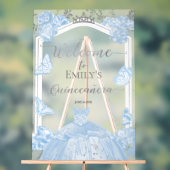 Acryl Quinceanera Welkomstbord | blauwe jurk Acryl Bord (Neutraal)