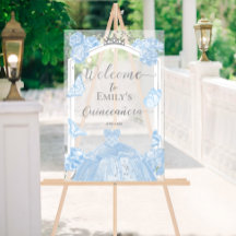 Acryl Quinceanera Welkomstbord | blauwe jurk