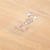 Acryl Roze Beer Baby shower Meisje Spaans Uitnodigingen (Laagn)