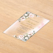 Acryl roze bloemendoop uitnodigingen (Laagn)