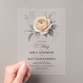 Acryl Roze Rose bruiloft uitnodiging (Insitu (Draagbaar))