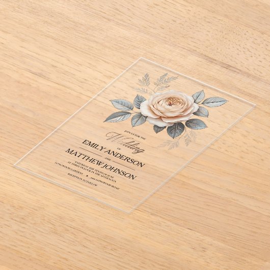 Acryl Roze Rose bruiloft uitnodiging (Laagn)