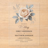 Acryl Roze Rose bruiloft uitnodiging (Voorkant)