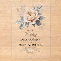 Acryl Roze Rose bruiloft uitnodiging