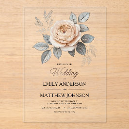 Acryl Roze Rose bruiloft uitnodiging