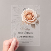 Acryl Roze Rose Dew Drops bruiloft uitnodiging (Insitu (Draagbaar))