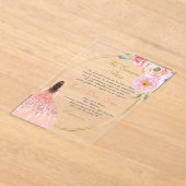 Acryl roze thema quinceañera acryl uitnodigingen (Laagn)