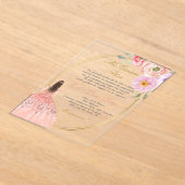 Acryl roze thema quinceañera uitnodigingen (Laagn)