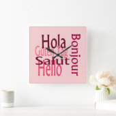 Acryl roze wandklok (Huis)