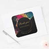 Acryl schilderij goud en zwart bruiloft dank u vierkante sticker (Envelop)