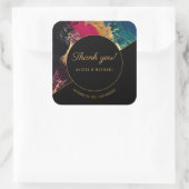 Acryl schilderij goud en zwart bruiloft dank u vierkante sticker (Tas)