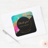 Acryl schilderij goud en zwart bruiloft dank u vierkante sticker (Envelop)