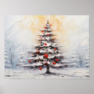 Acryl schilderij Impasto kerstboom Poster