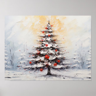 Acryl schilderij Impasto kerstboom Poster