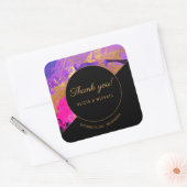 Acryl schilderij paarse gouden bruiloft dank u vierkante sticker (Envelop)