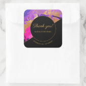 Acryl schilderij paarse gouden bruiloft dank u vierkante sticker (Tas)