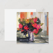 Acryl schilderij, rode bloemen feestdagenkaart (Voorkant / Achterkant)