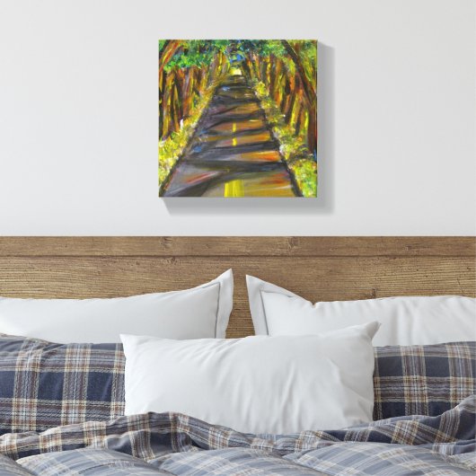 Acryl schilderij van tunnel van bomen in Kauai Canvas Afdruk (Insitu (Slaapkamer))