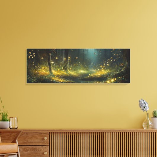Acryl schilderij van vuurvliegjes licht op een mys canvas afdruk (Insitu (Woonkamer))