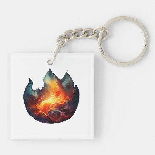 Acryl sleutelhanger - Flames artwork (Achterkant)