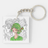 Acryl Sleutelhanger Green Flapper Meisje (Achterkant)