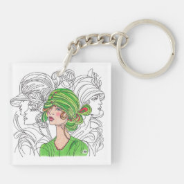 Acryl Sleutelhanger Green Flapper Meisje