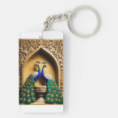 Acryl sleutelhanger met paar pauw afbeelding. (achterkant)