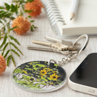 acryl sleutelhanger met zonnebloem foto