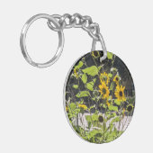 acryl sleutelhanger met zonnebloem foto (Voorkant Links)