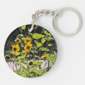 acryl sleutelhanger met zonnebloem foto (Achterkant)