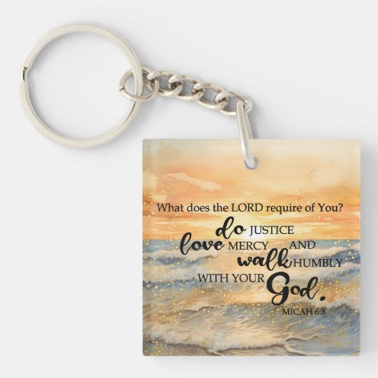 Acryl sleutelhanger-Micha 6:8 Sleutelhanger (voorkant)