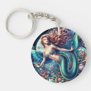 Acryl Sleutelhanger - Zeemeermin onder het Zee