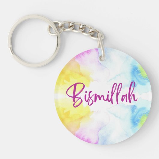 Acryl Sleutelhangers van Rand- Bismillah Pink (Voorkant)