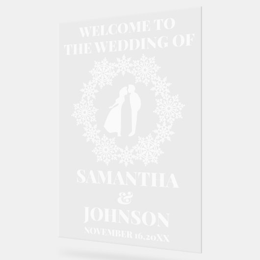 Acryl Snowflake Wedding Welkomstbord Bord (Hoek)