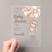 Acryl teddybeer Baby shower meisje Spaans Acryl Uitnodigingen (Insitu (Draagbaar))