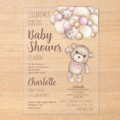 Acryl teddybeer Baby shower meisje Spaans Acryl Uitnodigingen (Voorkant)
