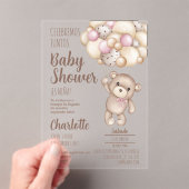 Acryl teddybeer Baby shower meisje Spaans Uitnodigingen (Insitu (Draagbaar))