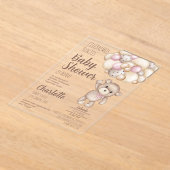 Acryl teddybeer Baby shower meisje Spaans Uitnodigingen (Laagn)
