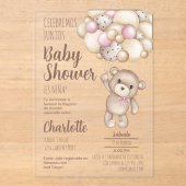 Acryl teddybeer Baby shower meisje Spaans Uitnodigingen (Voorkant)