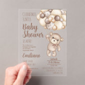 Acryl teddybeer Baby shower Spaans Uitnodiging (Insitu (Draagbaar))