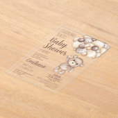 Acryl teddybeer Baby shower Spaans Uitnodiging (Laagn)