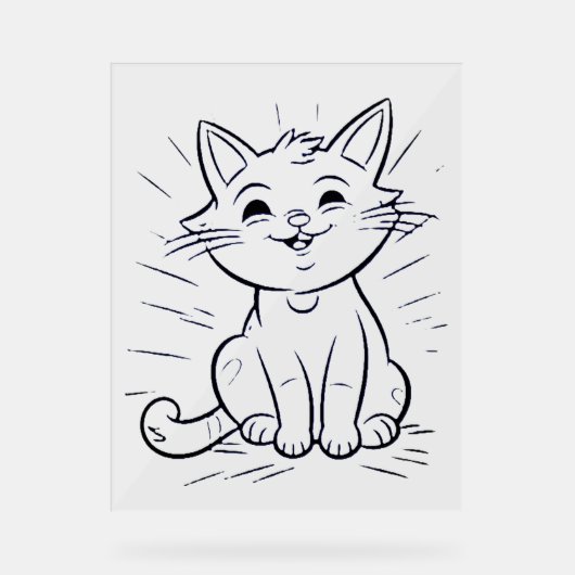 Acryl Teken kleine kat stijl ontwerp Bord (Voorkant)