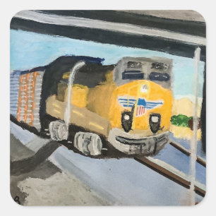 Acryl Trein Kunstprint   Scenisch Indio CA Woestij Vierkante Sticker