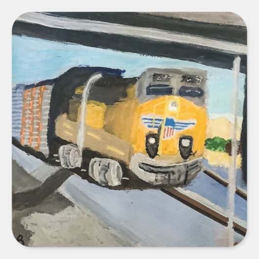 Acryl Trein Kunstprint | Scenisch Indio CA Woestij Vierkante Sticker (Voorkant)