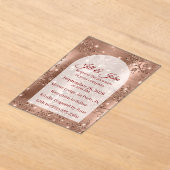 Acryl Trouw Uitnodiging RoseGold Gebogen Glitter (Laagn)