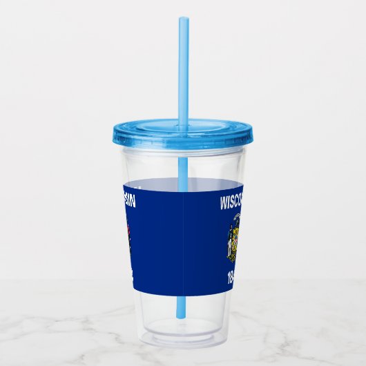 Acryl tuimelaar met vlag van de staat Wisconsin Acryl Drinkbeker (Rechts)