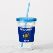 Acryl tuimelaar met vlag van de staat Wisconsin Drinkbeker (Achterkant)