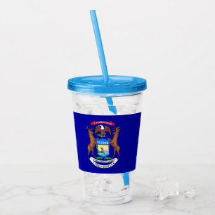 Acryl Tuimelschakelaar met vlag van Michigan Drinkbeker