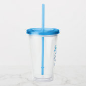 Acryl Tumbler - Gearceerde Initialen, Naam in Blue Acryl Drinkbeker (Rechts)