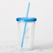 Acryl Tumbler - Gearceerde Initialen, Naam in Blue Acryl Drinkbeker (Achterkant)